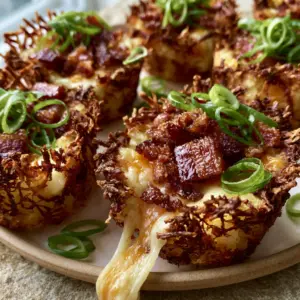 Close up of crispy loaded hashbrown bites showing golden shredded potato texture. (loaded hashbrown bites)